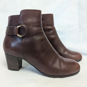 Cole Haan Brown Leather Bootie Bailey Grand OS Size 8 Chocolate Gold